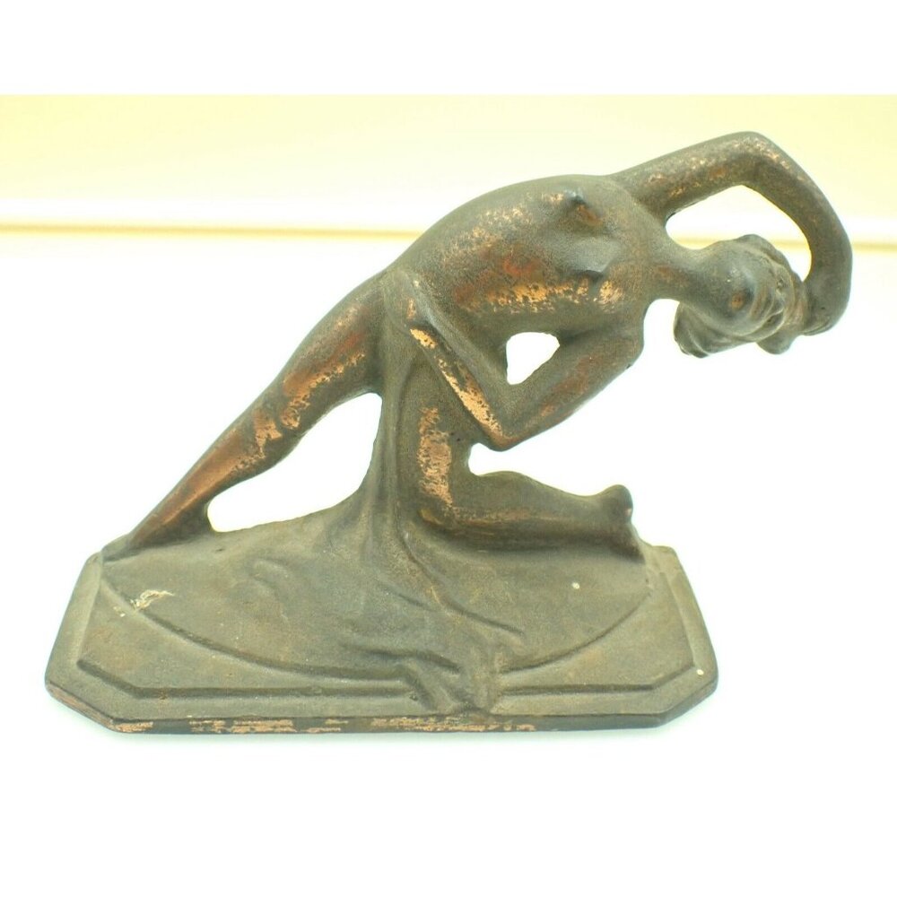 Cast Iron Gilded Bronze Art Deco Nude Woman Paperweight/Door Stop/Artwork